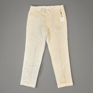 NEW Calvin Klein White Linen Pants Men's Size 36x32 NWT Flat Front JUSTP